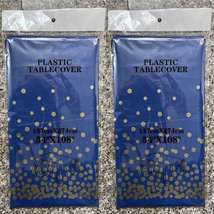 Blue And Gold Rectangular Tablecloth 54 By 108 Inches Disposable Tablecloth For Holiday Parties