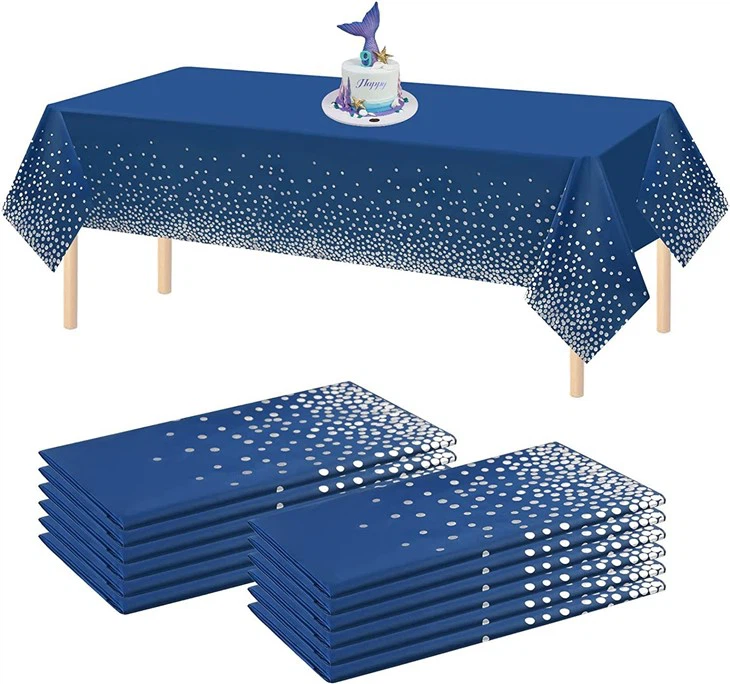 Blue And Gold Rectangular Tablecloth 54 By 108 Inches Disposable Tablecloth For Holiday Parties