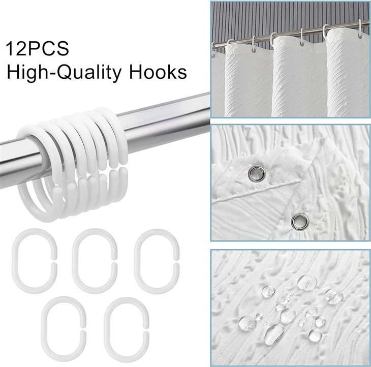 Hot Sale On Amazon 3D White Embossed Shower Curtain New Technology Design Shower Curtains For Bathroom